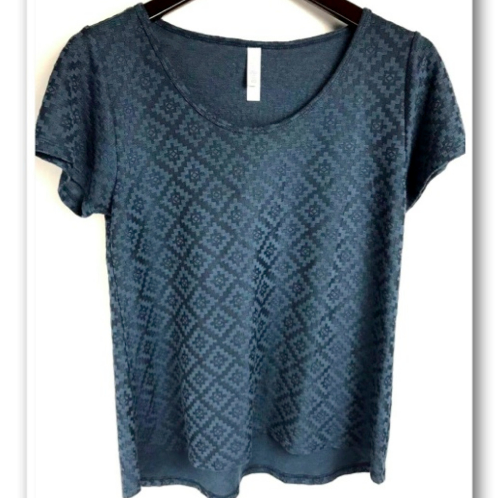 LulaRoe Blue Argyle Asymmetric Blouse Size XS